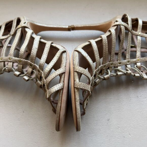 Joie Rhoda Stud Distressed Metallic Gold Leather Gladiator Sandal EU 38 US 7.5 - Picture 16 of 16